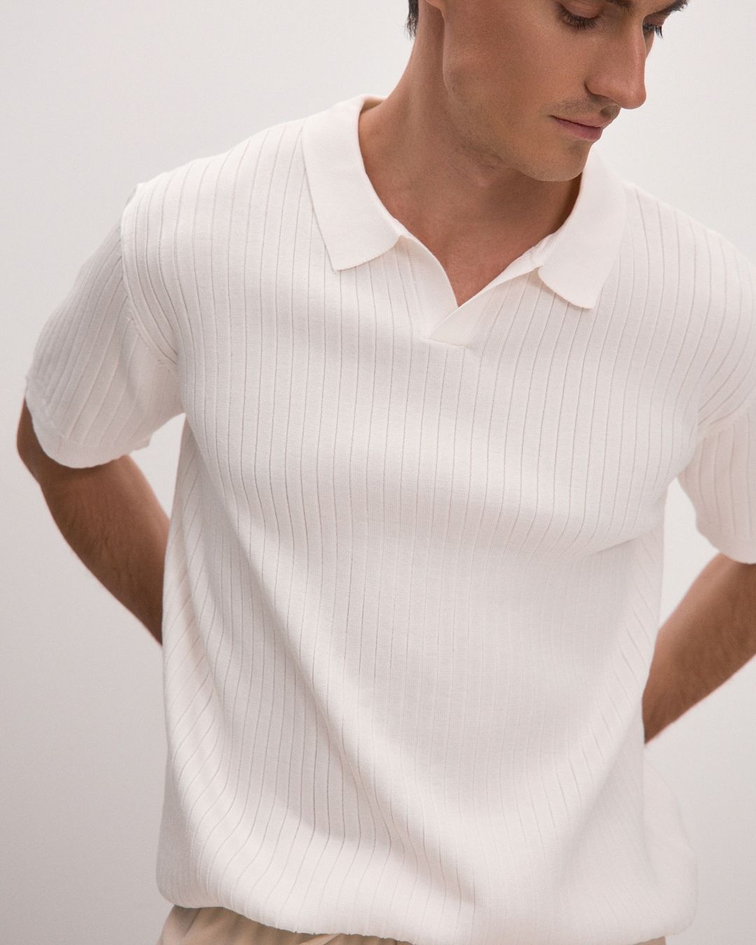 Alpha Modern Summer textured polo White