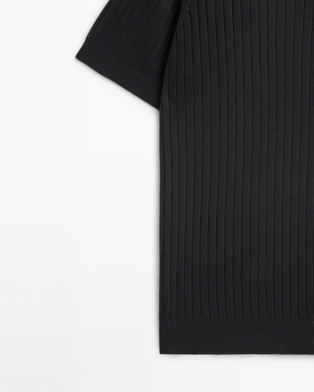 Alpha Modern Summer textured polo shirt Black