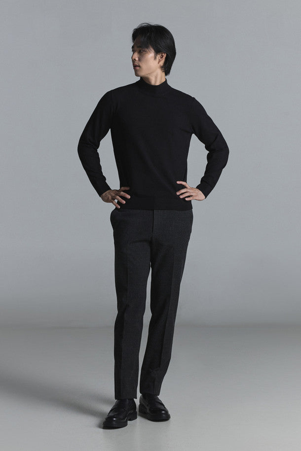 Comfort Neck Cotton Sweater Fitted Black