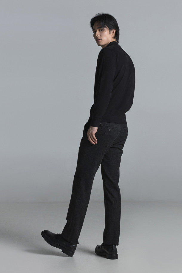 Comfort Neck Cotton Sweater Fitted Black