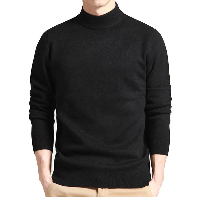 Comfort Neck Cotton Sweater Fitted Black