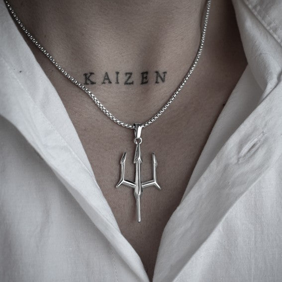 Silver trident necklace