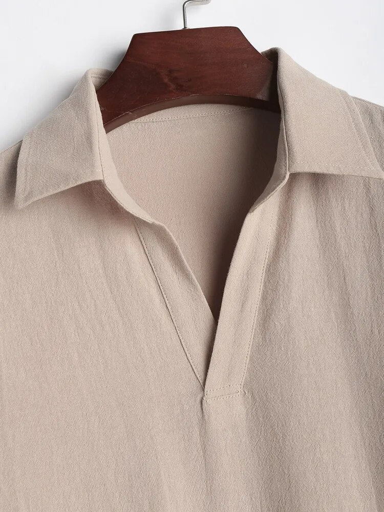 Linen shirt elegance V-neck