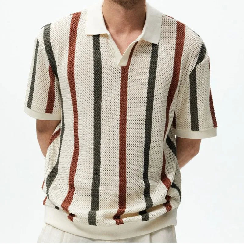 AlphaMen Stripe Knit Polo