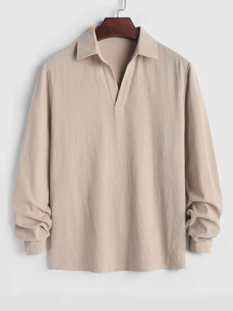 Linen shirt elegance V-neck